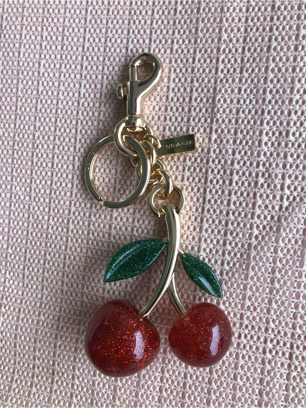 Coach Glitter Cherry Keychain